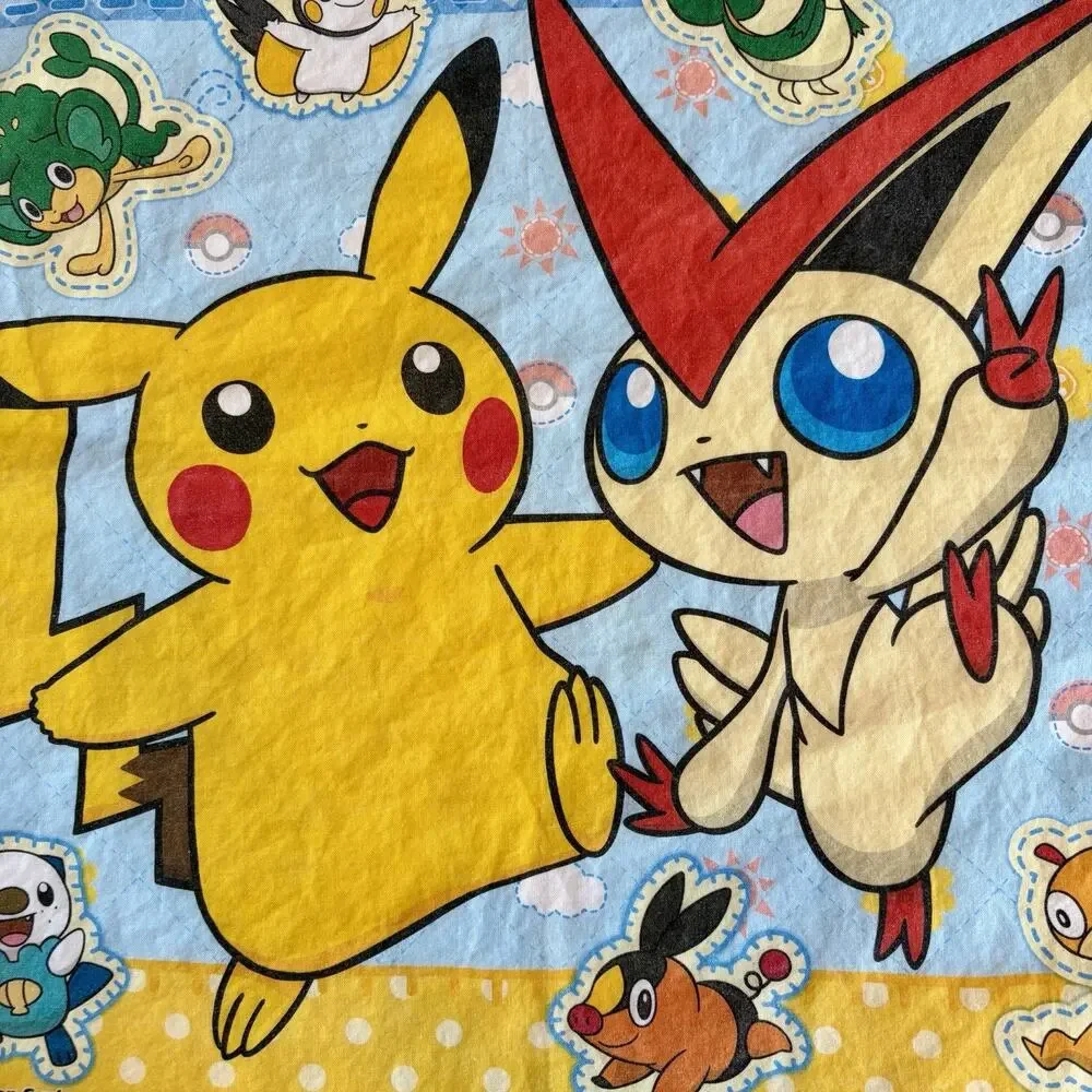Retro 2010s Pokemon Nintendo Handkerchief Gen 5 Black & White Pikachu & Victini